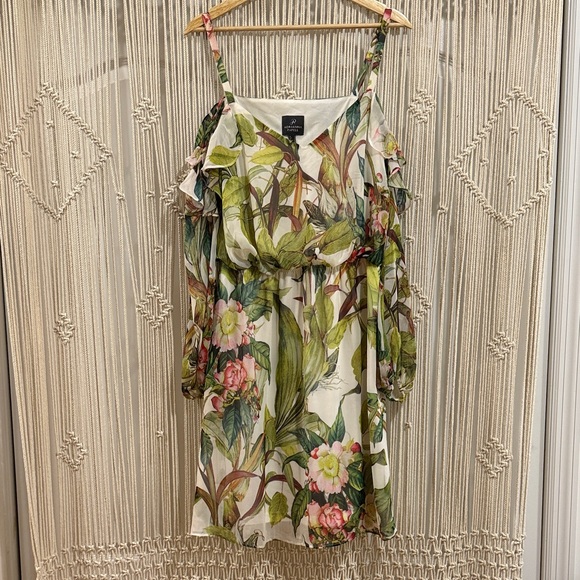 Adrianna Papell Dresses & Skirts - Adrianna Papell Cold Shoulder Ruffle Floral Mini Dress